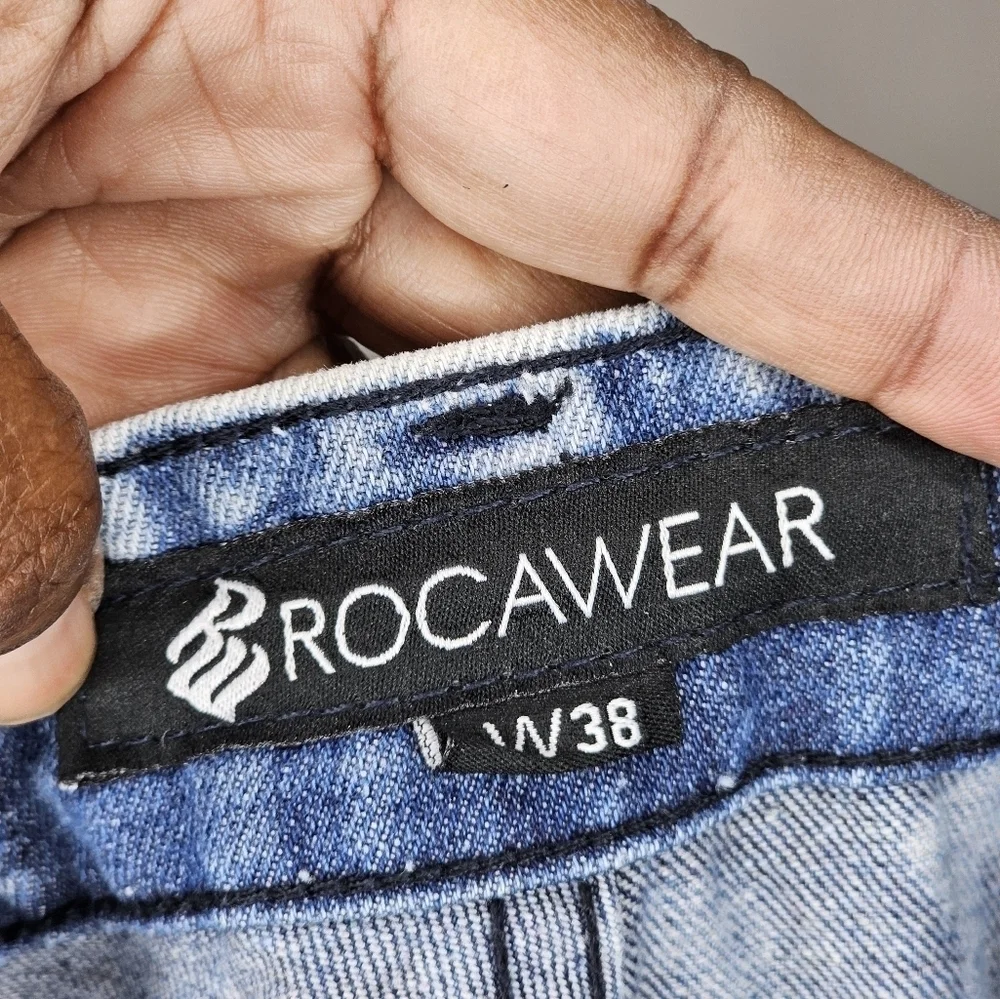 ROCAWEAR Acid Wash Blue Denim Jeans Men's Size 38x32